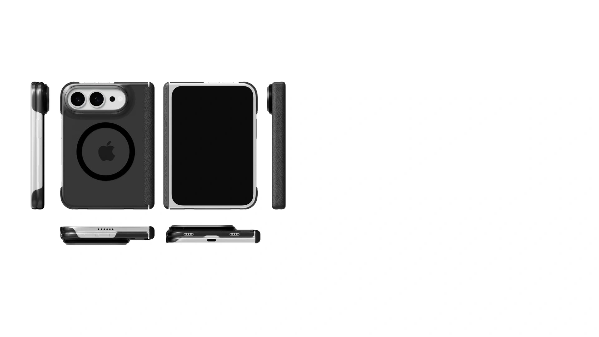 PC-1 Clear Dual-Hinge collection shown in six views and five colorways