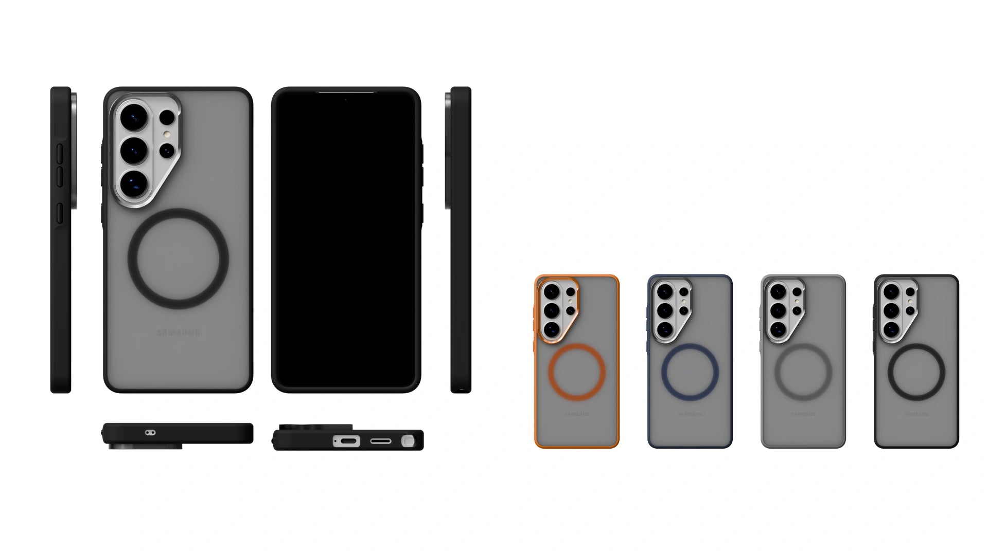 Galaxy S26 Ultra Artisan Soft-Touch Magnetic collection shown in six views and four colorways
