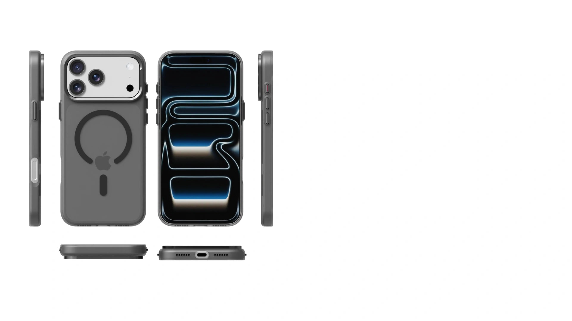 iPhone 18 Pro Max PC-1 Soft-Touch collection shown in six views and five colorways